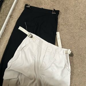 Two pairs adjustable waist cargo pants